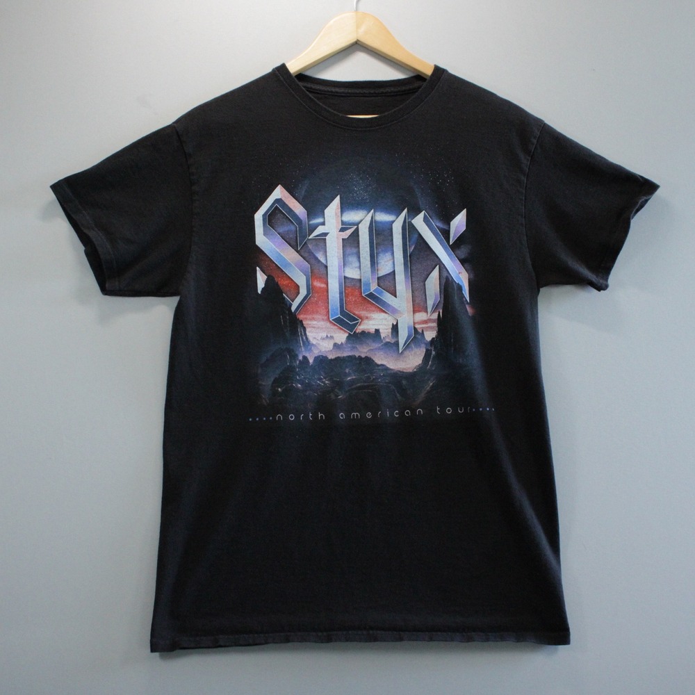 Styx North American Tour T-Shirt Black Graphic Rock Band Tee S Fan Streetwear